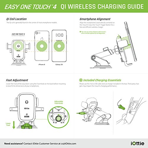 Iottie Easy One Touch 4 supporto auto con ricarica rapida Qi wireless per Smartphone