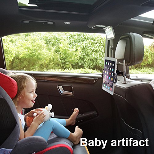 iPad Car Holder – Sirandor tablet Supporto per poggiatesta auto Backseat, ruotabile di 360 ° regolabile morsetto di fissaggio e supporto da auto per iPad Mini, iPad Air, iPhone 7, 4 – 27,9 cm il cellulare tablet