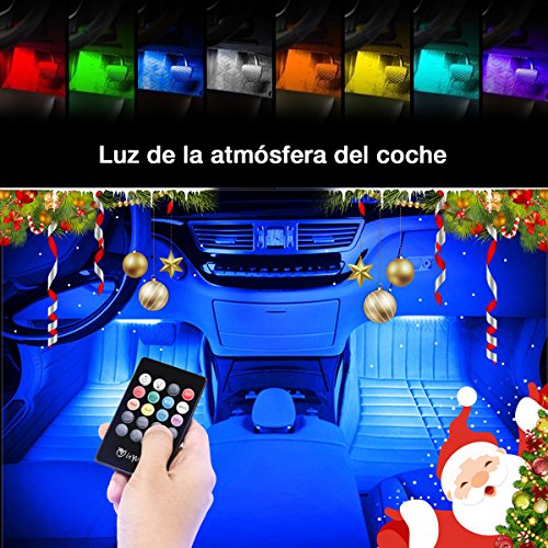 isyoung – Striscia di Luce per Interno Auto, LED, con telecomando, 12 V)