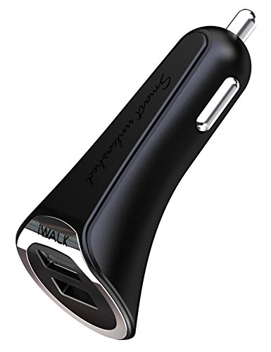 IWalk-Caricatore da auto doppia USB A USB A A 3,4-Cavo con micro USB, colore: nero