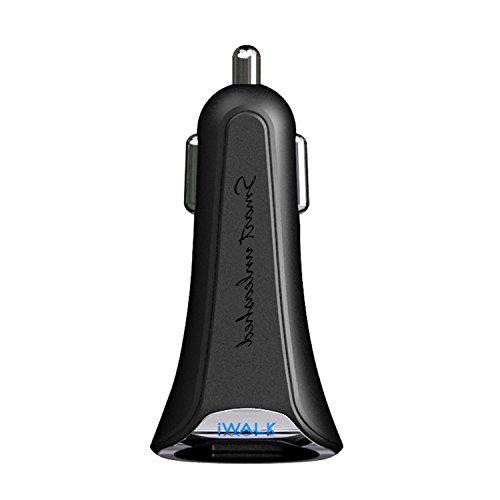 IWalk-Caricatore da auto doppia USB A USB A A 3,4-Cavo con micro USB, colore: nero