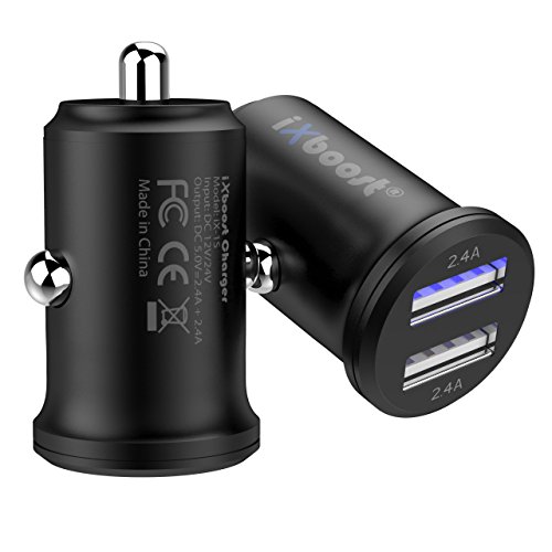 iXboost® iX-1S 4.8A 24 watt High Speed Dual USB Mini Caricatore da auto adattatore per accendisigari - edizione nero