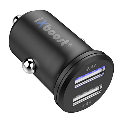 iXboost® iX-1S 4.8A 24 watt High Speed Dual USB Mini Caricatore da auto adattatore per accendisigari - edizione nero