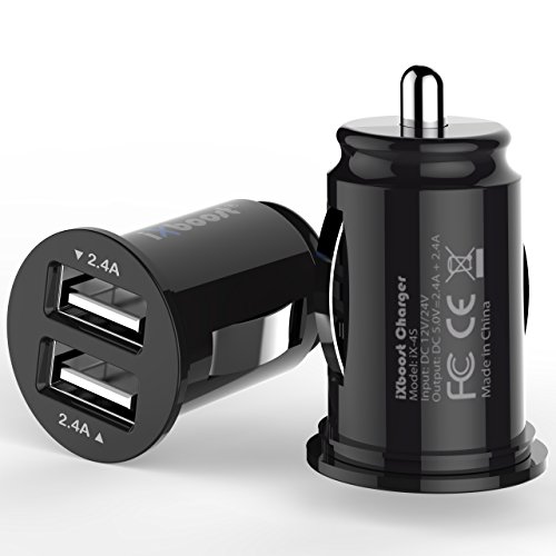 iXboost® iX-4S Speed Charge 4.8A Mini USB Caricatore da auto adattatore con IC intelligente + Lightning Cavo di Carica nero