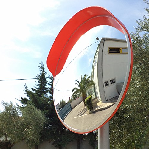 JCM-80o Convesso specchio infrangibile traffico, diametro 80 cm, per la sicurezza stradale e la sicurezza negozio con staffa di fissaggio regolabile per palo 76 mm
