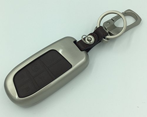 JEEP auto styling accessori in lega di zinco e portachiavi in vera pelle pieghevole Smart Key case in piega portachiavi portachiavi per Jeep Compass/Grand Cherokee 3BUTTONS chiave (modello C marrone)