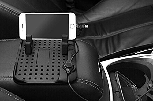 jieyutek auto pad in silicone auto antiscivolo pad con ricarica USB e porta cellulare con chiusura magnetica adsorbimento supporto per iPhone 4/4S/5/5S/6/6S, Samsung S5/S4/S3/Note 2/3/4
