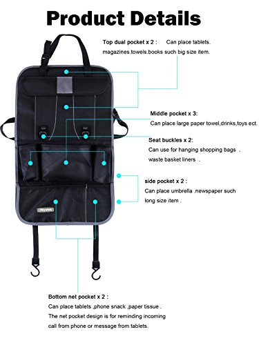 jieyutek auto posteriore Seggiolino Auto Organizer multitasche Borsa da viaggio borsa per pannolini per bambini seggiolino auto iPad Hanging Bag
