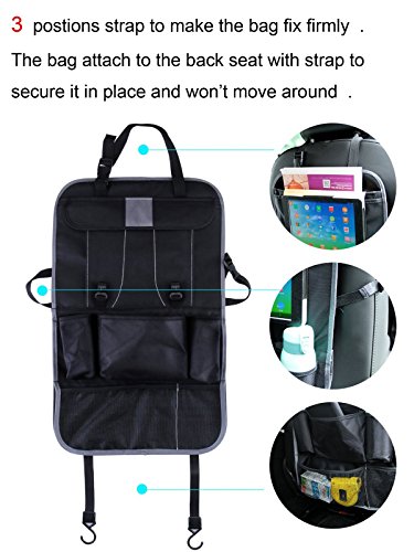 jieyutek auto posteriore Seggiolino Auto Organizer multitasche Borsa da viaggio borsa per pannolini per bambini seggiolino auto iPad Hanging Bag