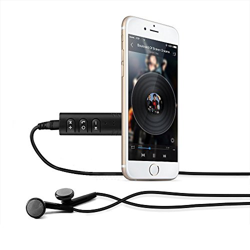 J&J ricevitore Bluetooth 4.1 wireless portatile adattatore audio 3.5 mm stereo output A2DP musica auto AUX IN CASA speaker MP3 con 3.5mm jack Receiver AUX Kit for Speaker Built-in mic (nero)