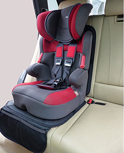 JJOnlineStore, protezione per sedile dell’auto in pelle per bambini, protezione per neonati e bambini, nero