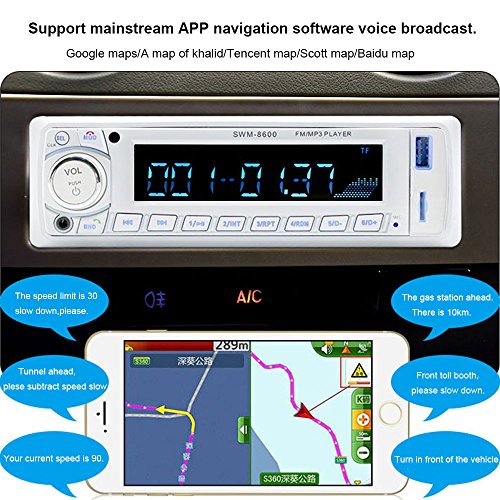 Jolliwin 1 DIN Bluetooth Car Stereo Lettore audio Schermo LCD Supporto telefono Vivavoce Chiamata Ingresso ausiliario USB SD Card Reader MP3 Navigazione FM Voice App Music 8600 (Tipo 2)