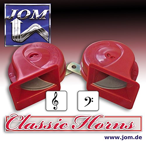 JOM 127026 Air horn / fanfare, 12V 110 dB, 9 cm, 2-tone high and low sound, red and certified!