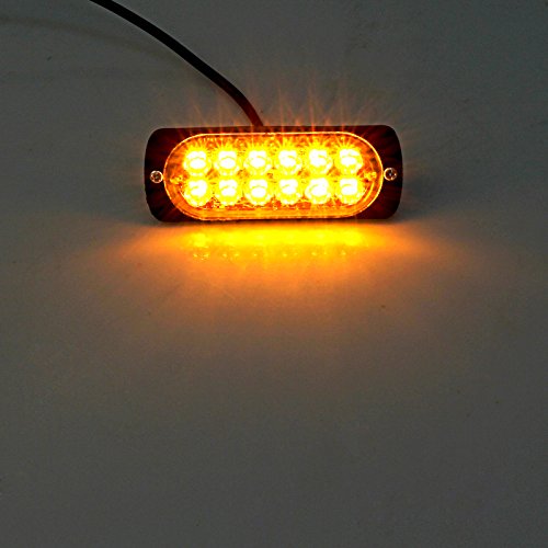 Justech 2 x 12 LED Lampeggiante Emergenza Avvertimento Luci Ambra Arancione Anteriore Strobo Lampeggiante Recupero Ripartizione Beacon Light bar 12V 24V Universale per Auto Camion Rimorchio Trattore