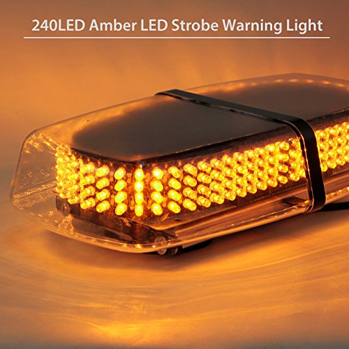 Justech 240 LED Lampeggiante Arancione LED Strobo Spia 12V Luci Lampeggianti Emergenza Fari Stroboscopiche con Base Magnetica e Doppia Interruttore per Auto Rimorchio Camion Furgone Van Caravane