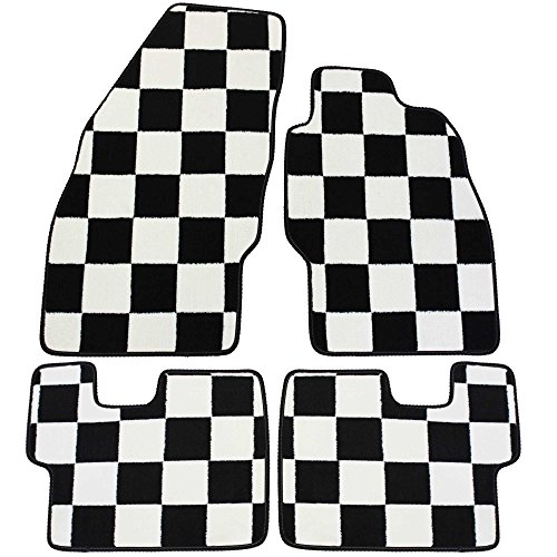 JVL-R55 Mini Clubman 2008-2015 di alta qualità, completamente scacchi Set di tappetini auto su misura, colore: nero/bianco
