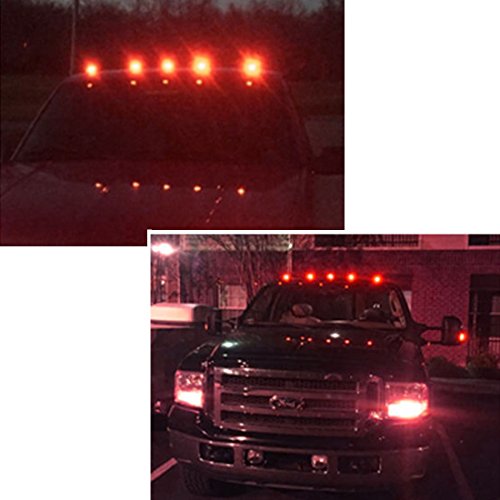 Kaizen, 5 luci di segnalazione per camion, SUV e 4x4, colore nero fumè, con luce a LED di colore bianco, per segnalazione del tettuccio