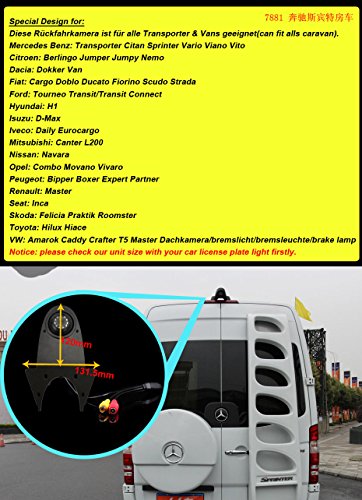 Kalakass Camion Telecamera Retromarcia Impermeabile Visione Notturna CCD HD di Auto e Furgoni di Parcheggio Assistenza per Sprinter Viano Vito VW Crafter T5 Master Transit