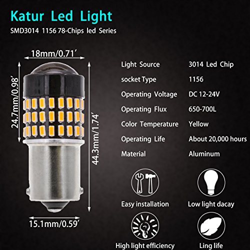 KaTur, set di 2 lampadine LED bianche luminose per luci posteriori dell’auto, 900 lumen, base 1156 BA15S a contatto singolo, 12 V, 4 W
