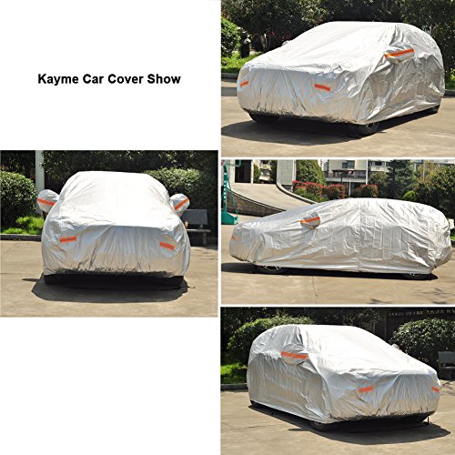 Kayme Telo Copriauto auto Impermeabile inverno universale Pieghevole Anti UV Anti Pioggia Sole Ghiaccio (4.50x1.80x1.50 M)Applicabile al portellone 2L