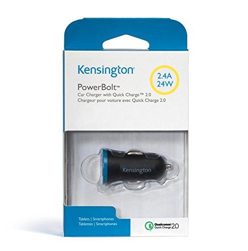 Kensington Powerbolt Caricabatteria da Auto con Quick Charge 2.0, 2.4A, Nero