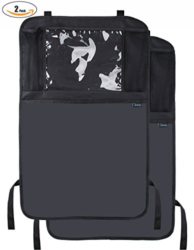 Kick Mat, organizer per auto, da attaccare sul retro del sedile anteriore, con tasca trasparente per iPad di Termichy; materiale impermeabile (confezione da 2)