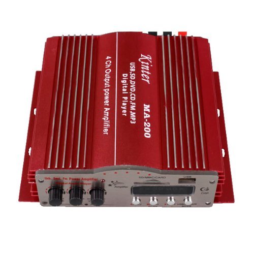 Kinter MA-200 4 Amplificatore Channel Output - 4x41W Audio HIFI MINI High Power Digital Amp USB SD/MMC FM-Rosso