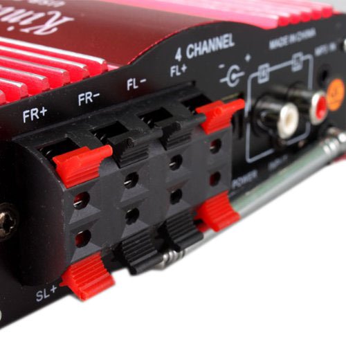 Kinter MA-200 4 Amplificatore Channel Output - 4x41W Audio HIFI MINI High Power Digital Amp USB SD/MMC FM-Rosso