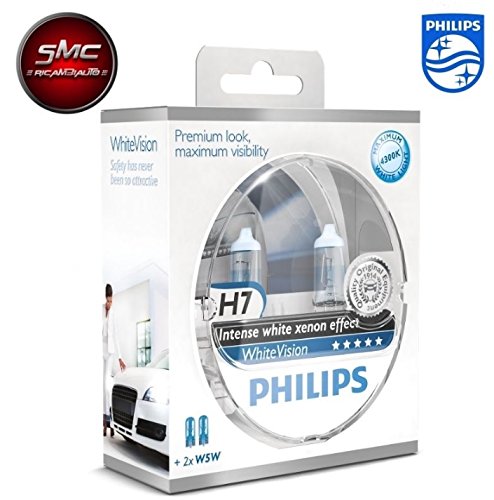 Kit 2 Lampade Philips H7 white Vision Ultra + 2 W5W Lampadine Fari Effetto 4300K