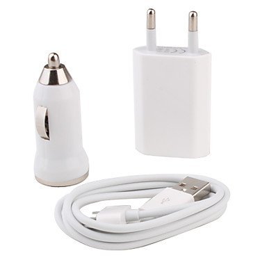 Kit Caricabatterie per iPhone 3G 3GS 4 4S S iPod caricatore da muro - casa / macchina - auto + cavo USB