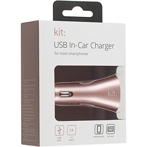 Kit di ricarica per auto da viaggio con porta USB 2.1, compatibile con smartphone e tablet, colore nero Rose Gold 1 Amp