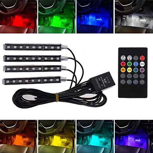 Kit LED RGB 8 colori 5050 SMD luce interna auto DC 12 V decorazione di illuminazione con telecomando facile da installare, 2 anni di garanzia