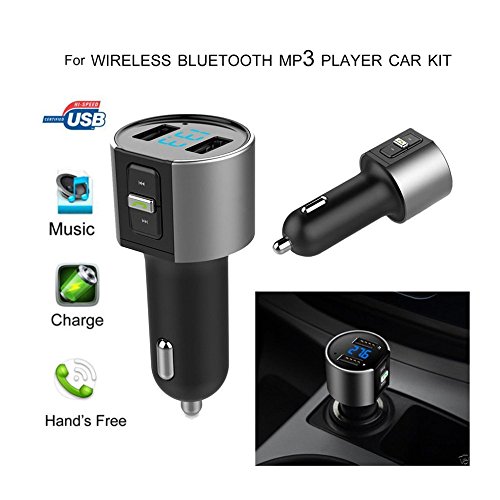 Kit per auto con trasmettitore FM Bluetooth, adattatore radio, funzione vivavoce, lettore musicale MP3 con porta di ricarica SD/USB 3.4 A da 3.5 mm, caricabatteria da auto per iPhone iPad Samsung smartphone (C26S)