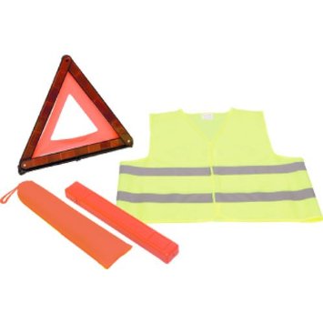 Kit per la sicurezza stradale, con triangolo di segnalazione e gilet giallo