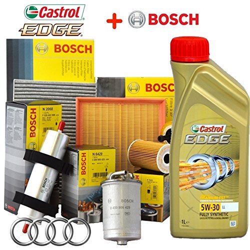 Kit tagliando 4 filtri Bosh + 5Lt olio CASTROL EDGE 5W30 (1457429192 OPPURE F026407023, F026402068, F026400157, 1987432369)