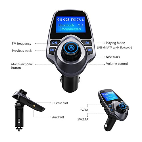Kit Trasmettitore FM con display Bluetooth per le mani Radio Free ricevitore radio adattatore per auto Con Flash Drive 5V 2.1A USB Car Charger MP3 Player TF di sostegno