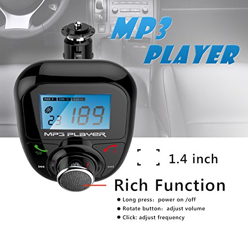 Kit Trasmettitore FM per auto Bluetooth di musica MP3 Player-Radio-Adapter mit Lenkrad + Fernbedienung f¨¹r iPhone Samsung LG Smartphone