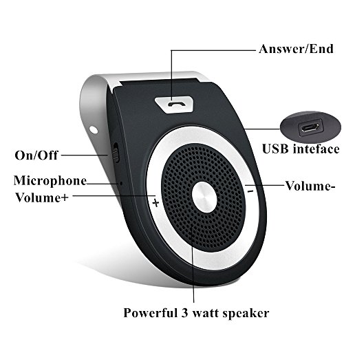 Kit Vivavoce Bluetooth Accensione Automatica Tramite Sensore di Prossimità V4.1 da Auto con Controllo Vocale, connettere due dispositivi di smartphone contemporaneamente