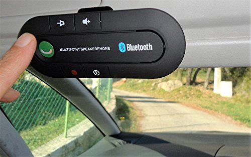 Kit Vivavoce Bluetooth per Auto, 20 Ore di Conversazione, Supporta 2 Telefoni, Compatibile con Smartphone, Nero