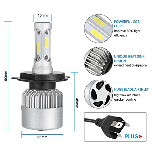 KKmoon 1 Paio H4 30W Faro LED Auto Lamp Bulb 3000LM 6000K