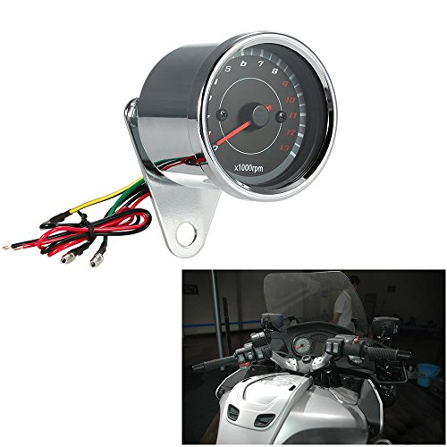 KKmoon 12V Universale Moto Misuratore del Tachimetro LED Controluce 13K RPM Spostamento