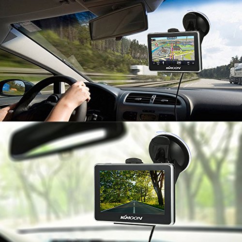 KKmoon 4.3 Pollici GPS Auto Navigatore 128M 8GB FM Video Player Navigatore Auto con Supporto Posteriore e Mappa Gratuita HD Toccare Schermo