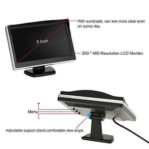 KKmoon 5 Pollici TFT LCD Display Monitor Sistema di Inversione di Backup Posteriore Auto + HD Macchina Fotografica di Parcheggio