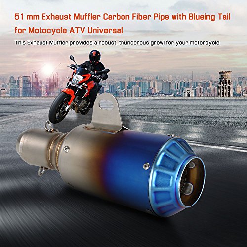 KKmoon 51mm Scarico del Silenziatore in Fibra di Carbonio Marmitta con Glassa di Superficie Coda del Tubo per Moto ATV Universale, 6 Stile