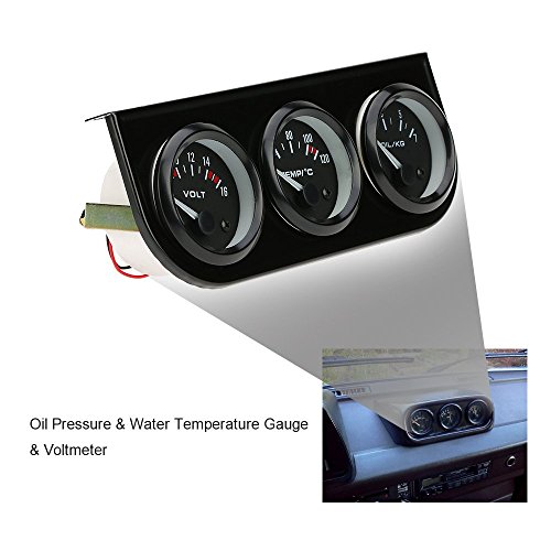 KKmoon 52 mm Misuratore 3 in 1 voltmetro misuratore di pressione olio temperatura di acqua triplo elettronica per auto moto