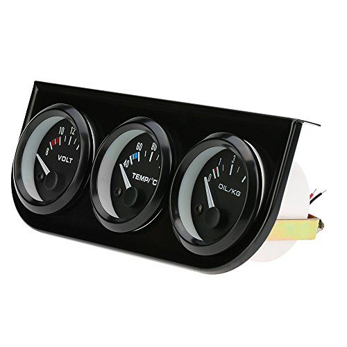 KKmoon 52 mm Misuratore 3 in 1 voltmetro misuratore di pressione olio temperatura di acqua triplo elettronica per auto moto
