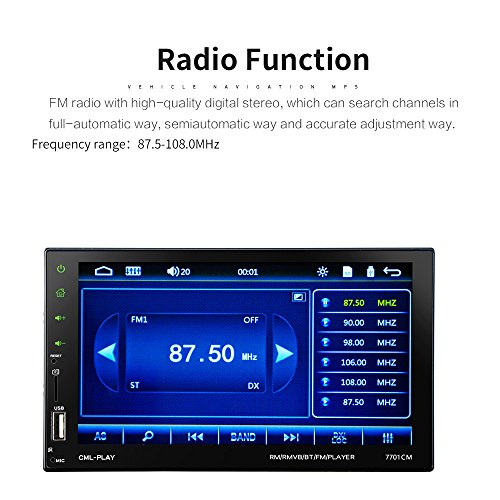 KKmoon 7 Pollici Autoradio Auto 2 Din Autoradio Audio Stereo FM RDS BT Touch Screen Telecomando, con Telecamera