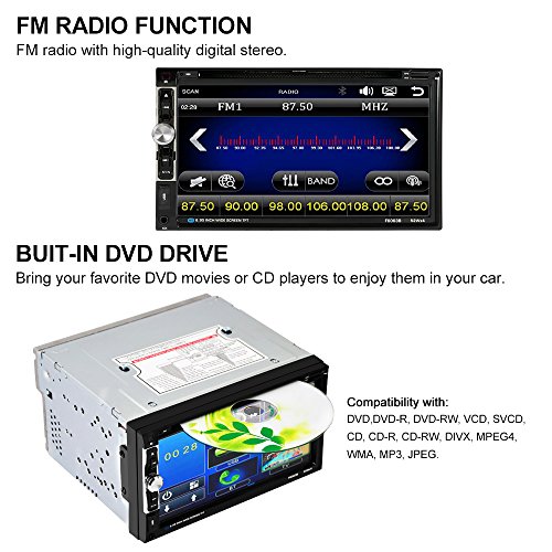 KKmoon 7 Pollici Universale 2 Din HD Bluetooth Auto Stereo DVD CD Lettore USB/TF FM Aux Ingresso TV Radio Intrattenimento Multimedia con HD Telecamera Posteriore