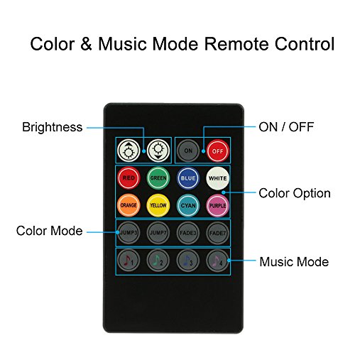 KKmoon - Barra luminosa a Led 4 in 1, luce decorativa per interni auto, 7 colori RGB, con telecomando wireless Control de Voz
