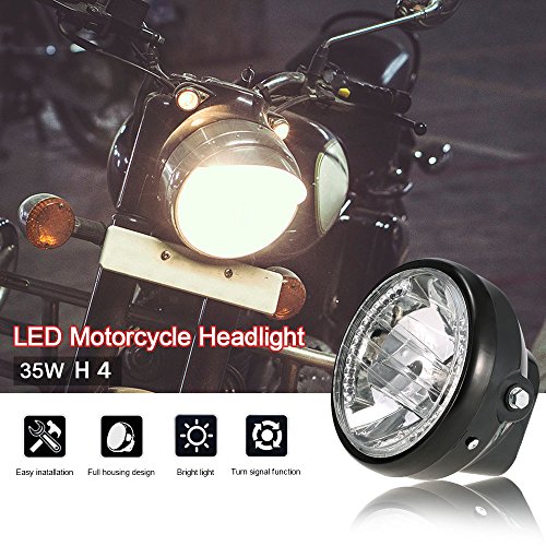 Kkmoon bicicletta luce faro 17,8 cm tondo moto faro LED indicatori di direzione luce universale